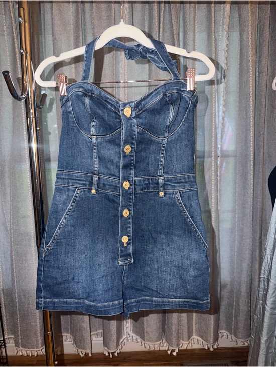 Pilcro Denim - Pilcro Dark Blue Denim Halter Romper